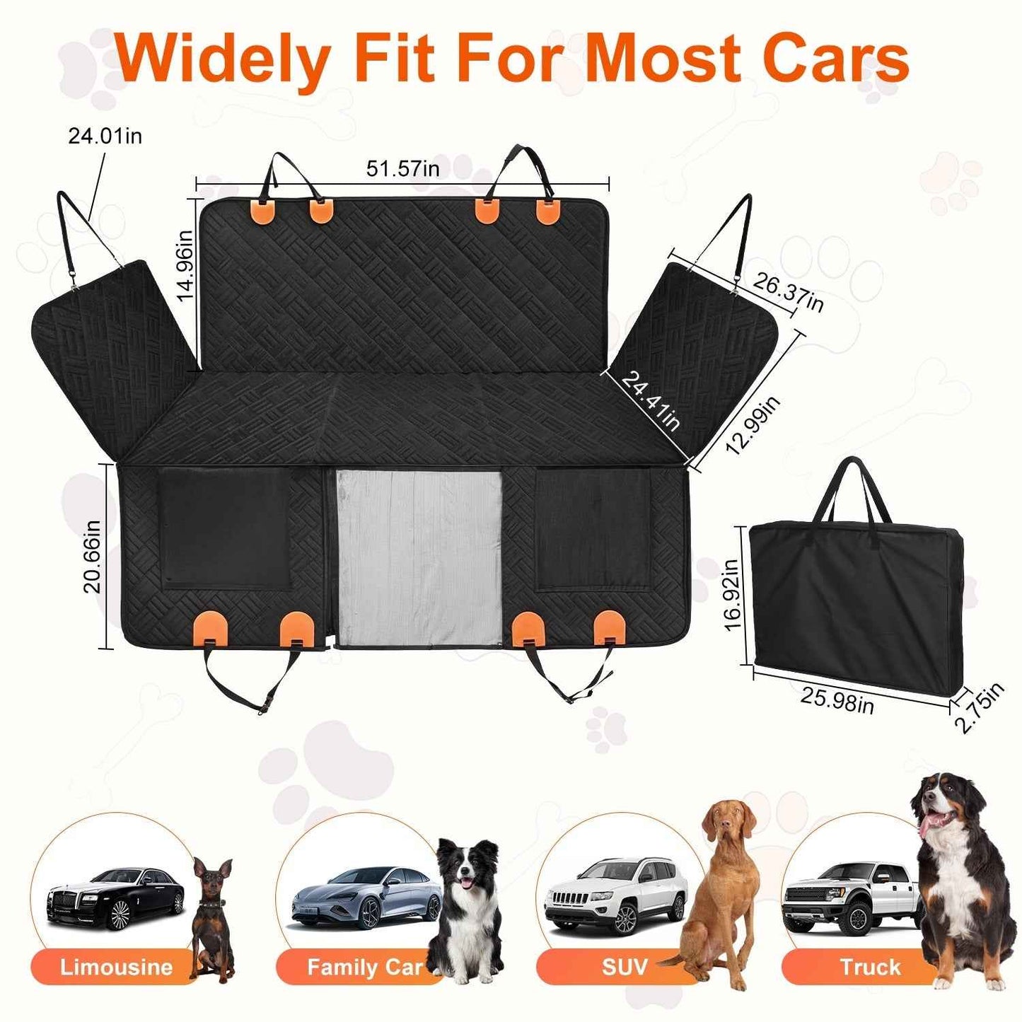 Dog Car Seat Cover - Waterproof Hammock for Back Seat - Purrfect Pet Haven