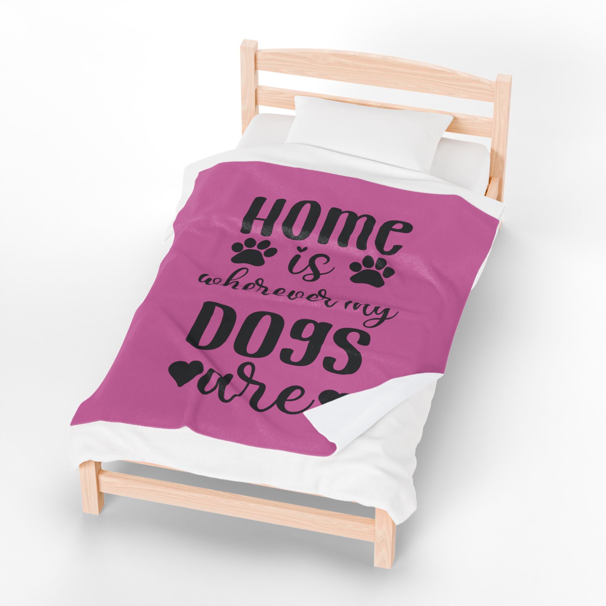 Cozy Pet Lover's Blanket - "Home is Wherever My Dogs Are" - Velveteen Plush