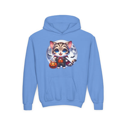 Adorable Cat Halloween Hoodie - Youth Spooky Season Sweatshirt