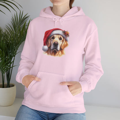 Christmas Golden Retriever Hoodie – Cute Dog in Santa Hat Holiday Sweatshirt