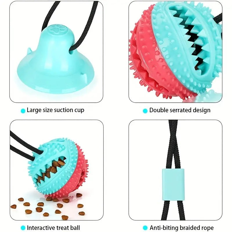 Interactive Suction Cup Tug Toy - Treat Dispensing Chew Toy for Aggressive Chewers