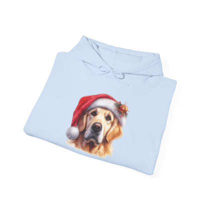Christmas Golden Retriever Hoodie – Cute Dog in Santa Hat Holiday Sweatshirt