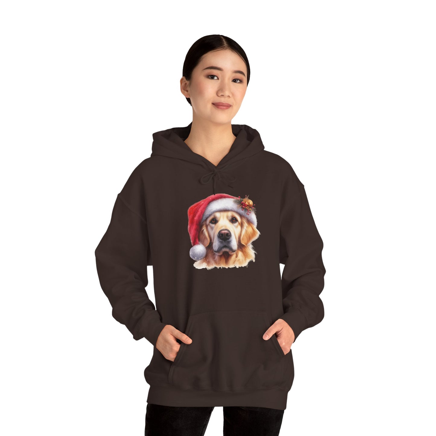 Christmas Golden Retriever Hoodie – Cute Dog in Santa Hat Holiday Sweatshirt