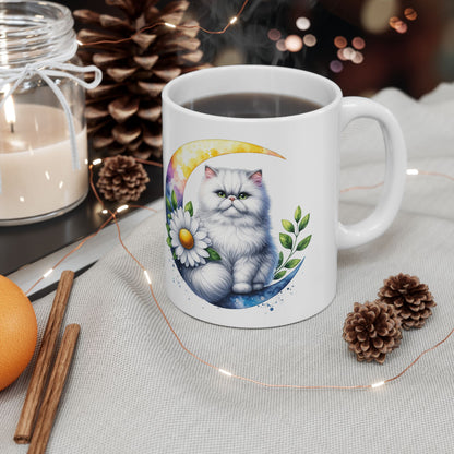 Whimsical Floral Cat Ceramic Mug - 11oz & 15oz