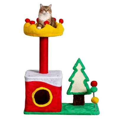 Holiday Crown Tree - Christmas Cat Tower with Condo