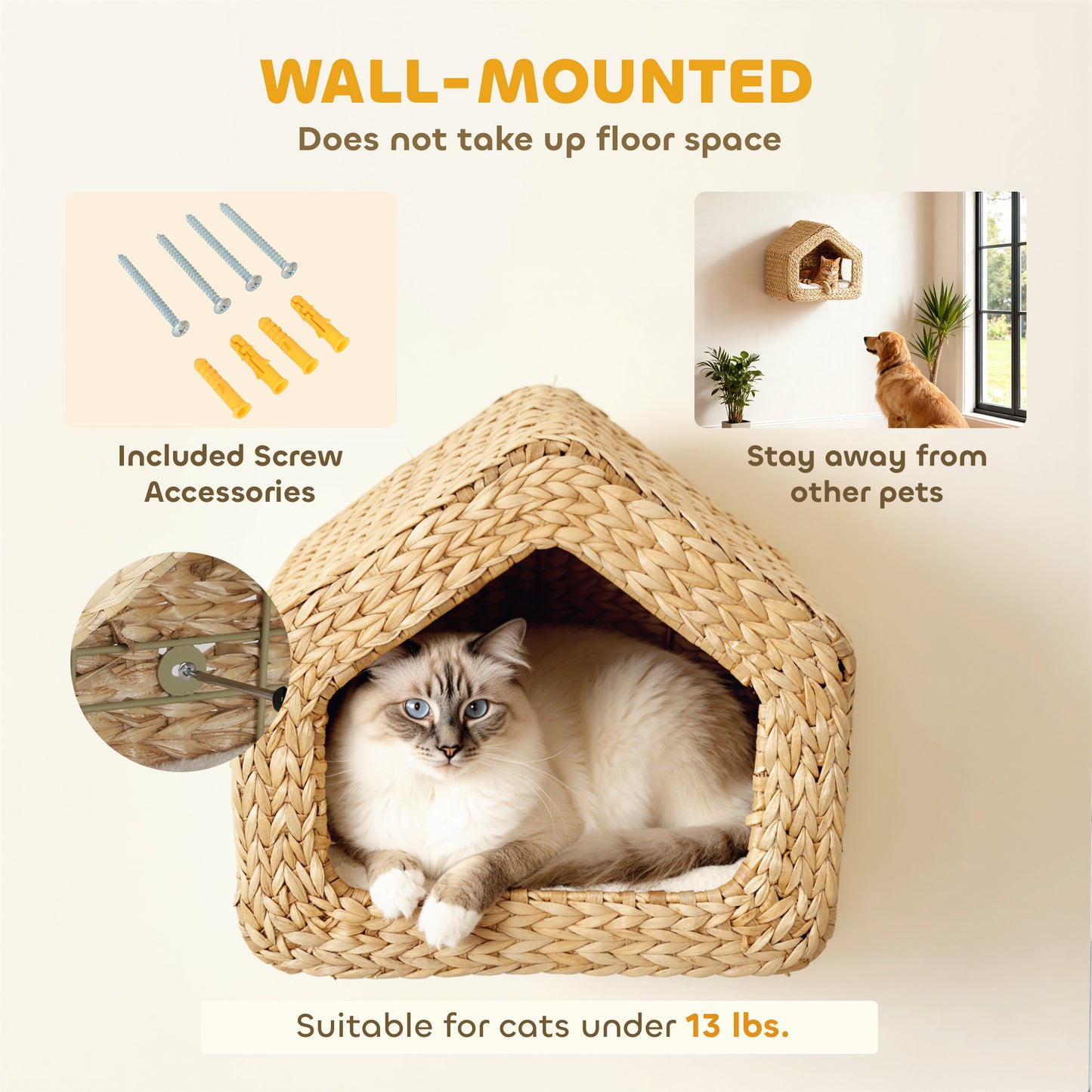 Seagrass Sky Pod - Wall Mounted Cat Hideaway