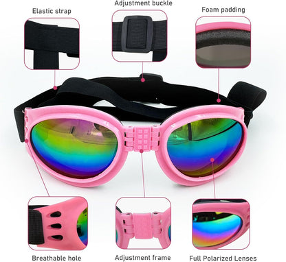 Pet Sunglasses UV Protection - 3 Pack Adjustable Dog Cat