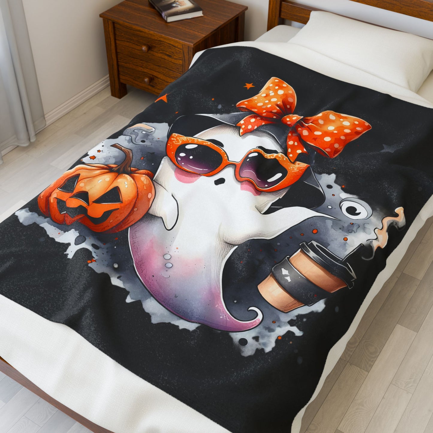 Halloween Ghost Velvet Plush Blanket - Luxury Fall Throw