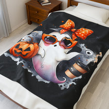 Halloween Ghost Velvet Plush Blanket - Luxury Fall Throw