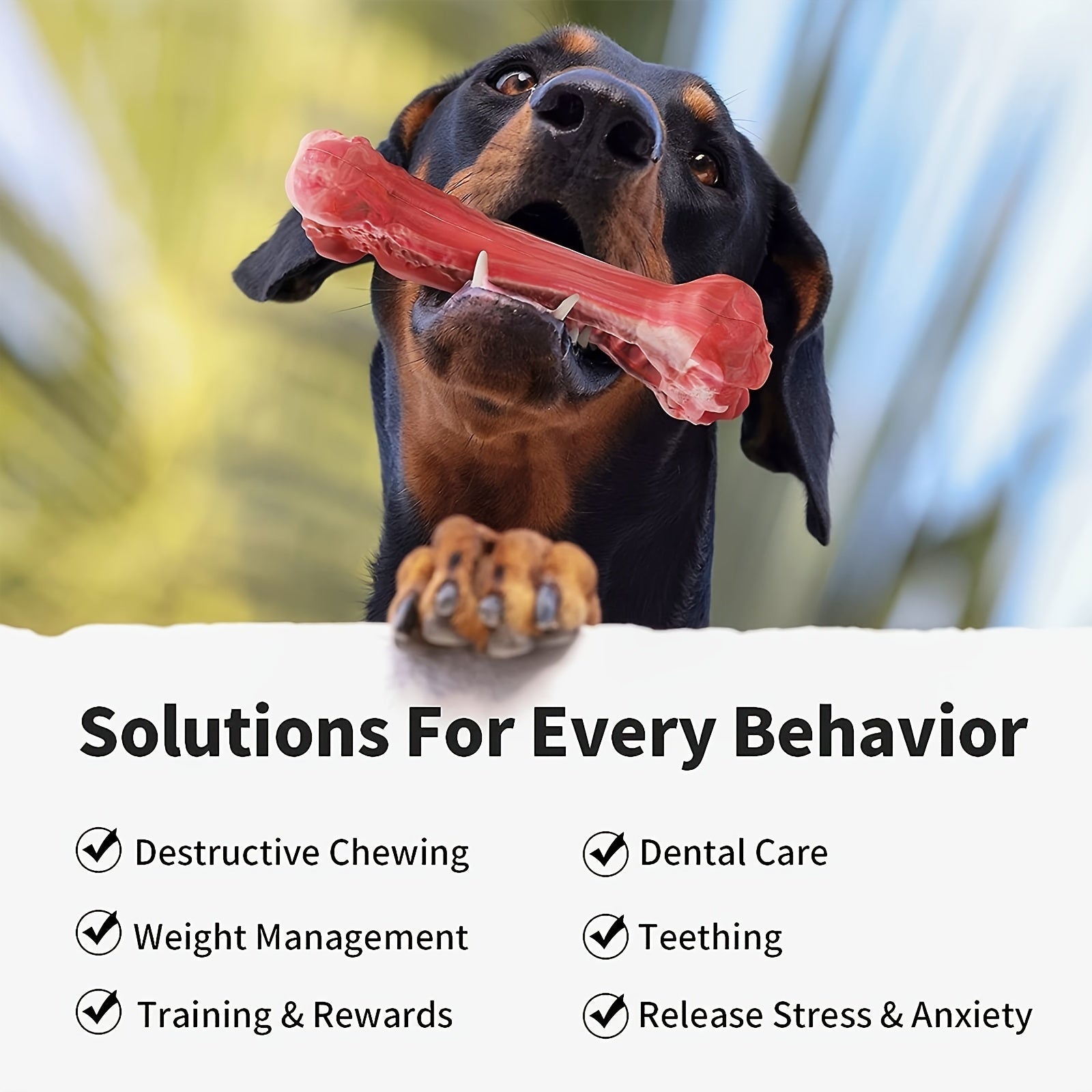 Indestructible Dog Chew Toy for Aggressive Chewers - Durable, Non-Toxic Natural Rubber Bone Shape