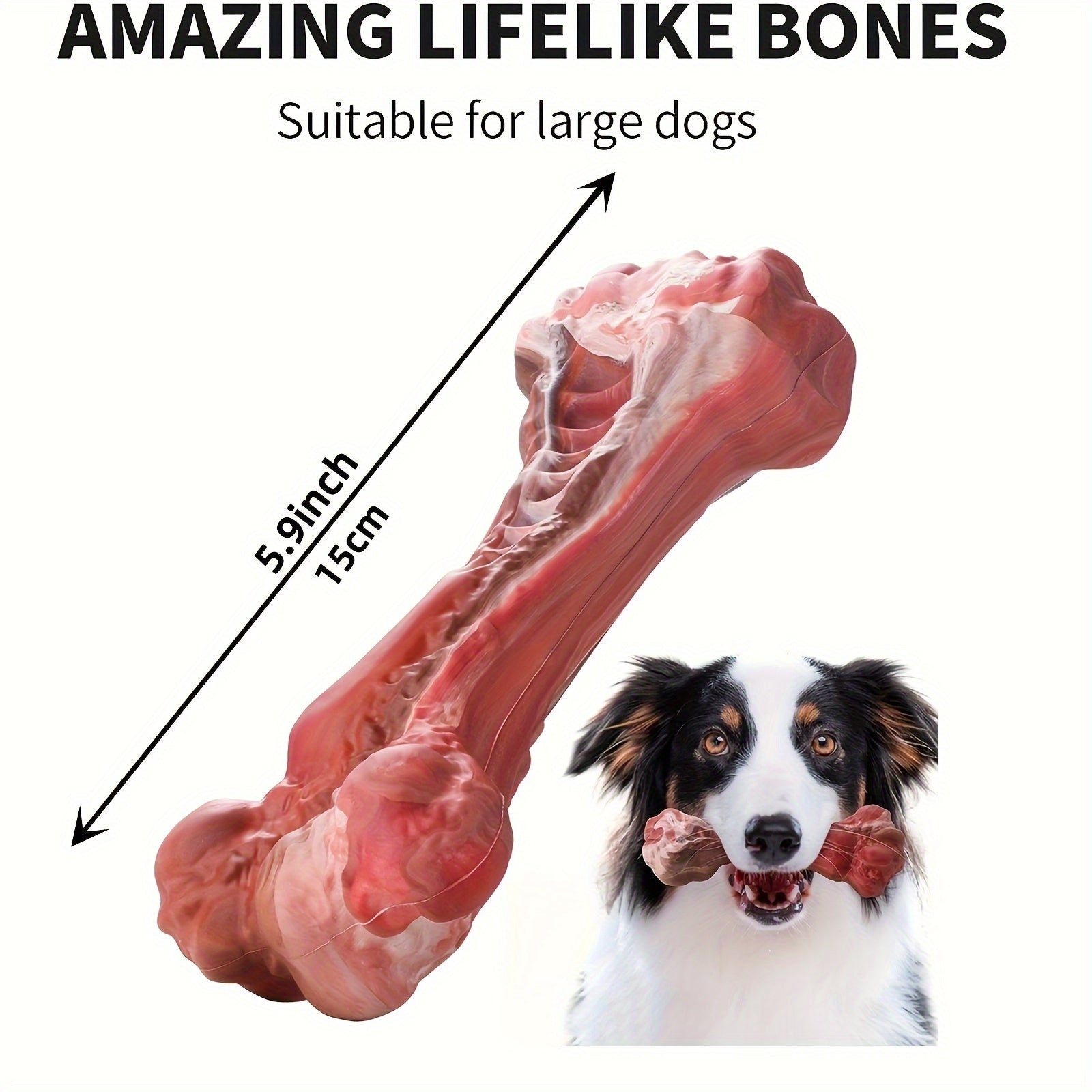 Indestructible Dog Chew Toy for Aggressive Chewers - Durable, Non-Toxic Natural Rubber Bone Shape