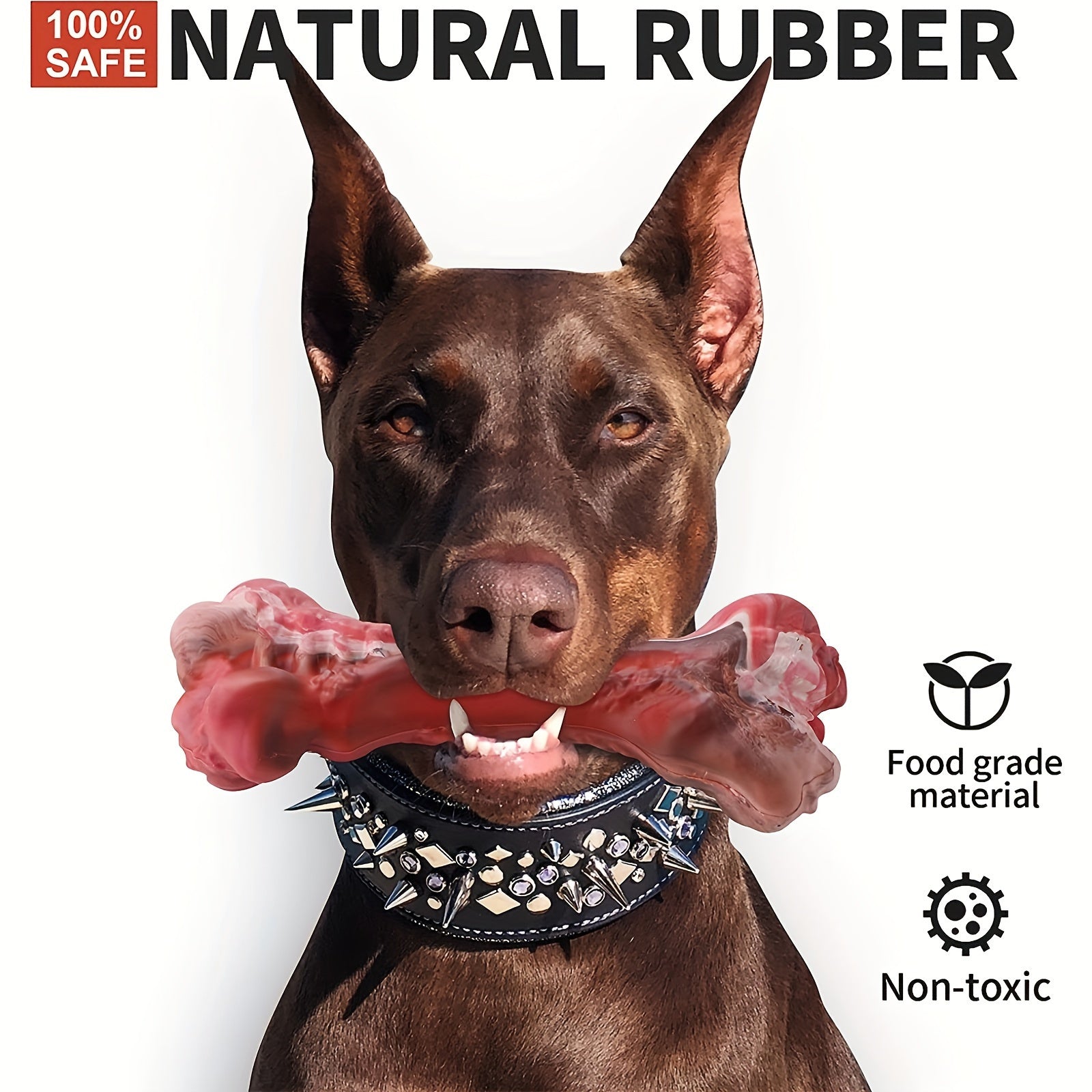 Indestructible Dog Chew Toy for Aggressive Chewers - Durable, Non-Toxic Natural Rubber Bone Shape