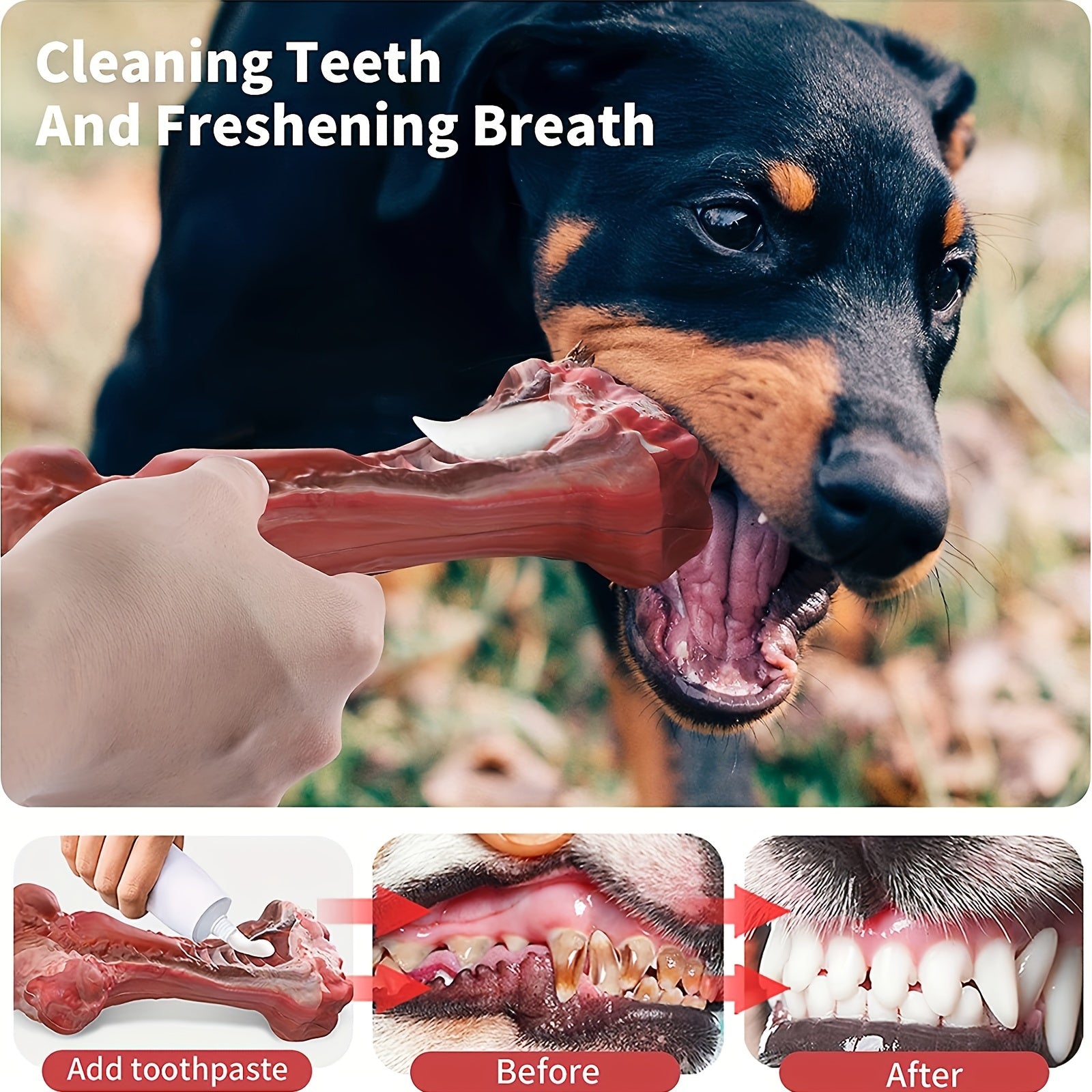 Indestructible Dog Chew Toy for Aggressive Chewers - Durable, Non-Toxic Natural Rubber Bone Shape
