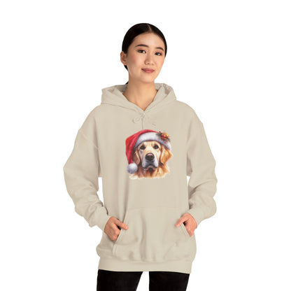 Christmas Golden Retriever Hoodie – Cute Dog in Santa Hat Holiday Sweatshirt