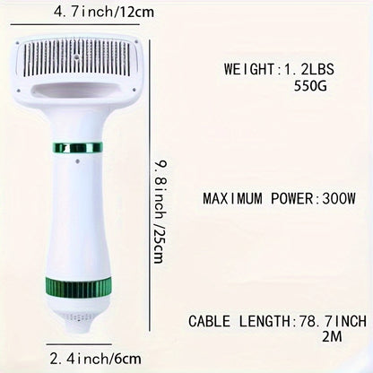 2-in-1 Portable Pet Hair Dryer And Grooming Brush For Dogs And Cats