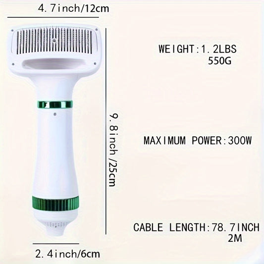 2-in-1 Portable Pet Hair Dryer And Grooming Brush For Dogs And Cats