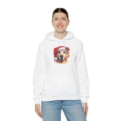 Christmas Golden Retriever Hoodie – Cute Dog in Santa Hat Holiday Sweatshirt