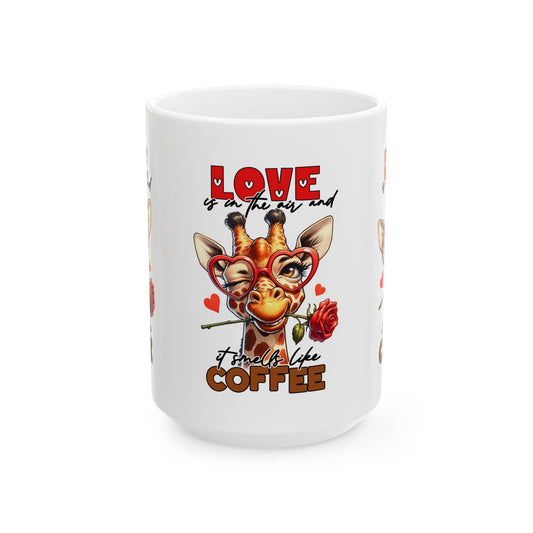Love & Coffee Ceramic Mug - Cute Giraffe Design, 11oz/15oz | Purrfect Pet Haven