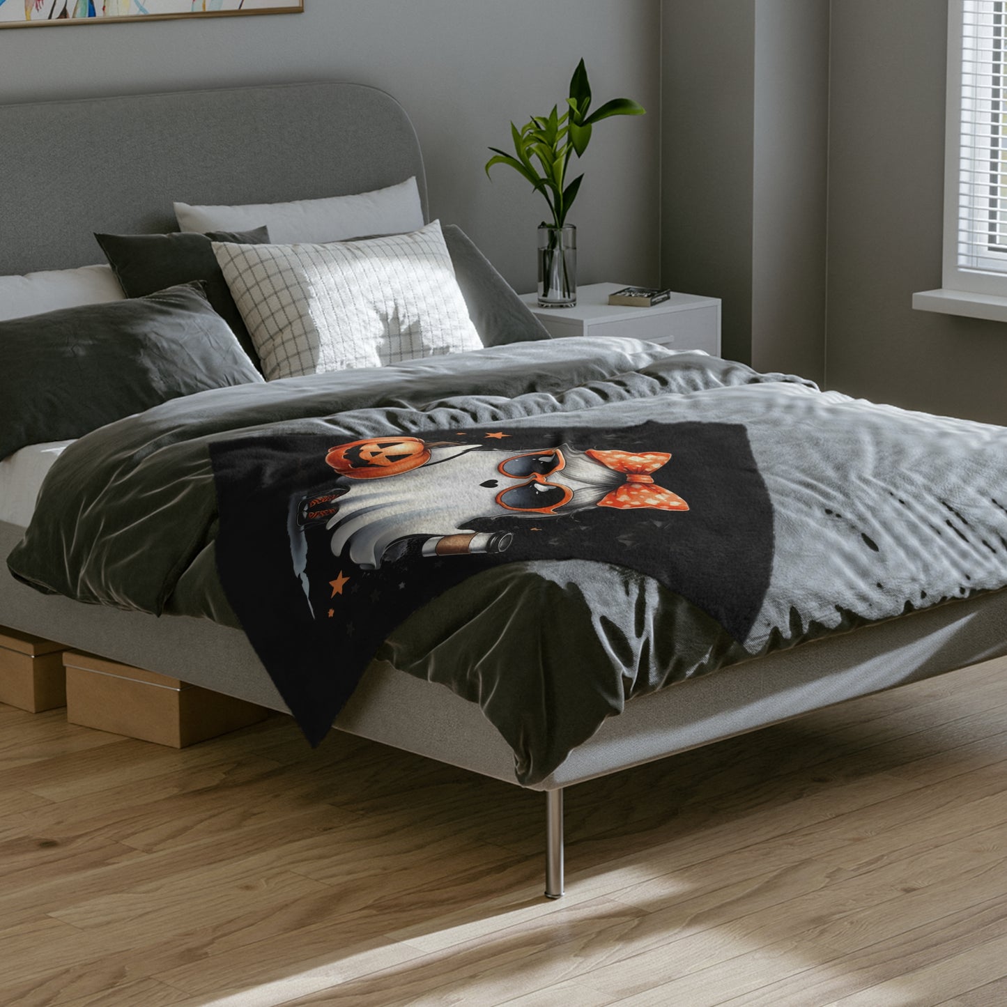 Halloween Ghost Blanket - Cute Spooky Fall Throw Microfiber