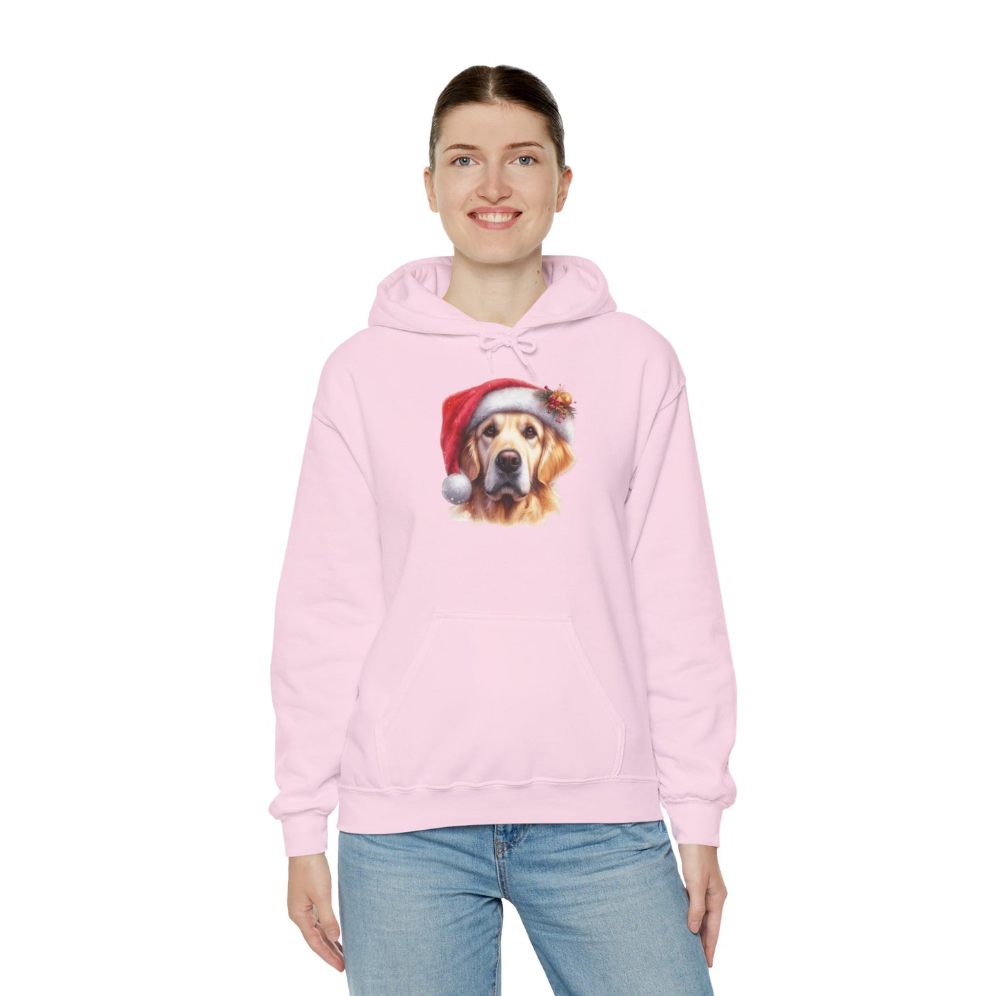 Christmas Golden Retriever Hoodie – Cute Dog in Santa Hat Holiday Sweatshirt