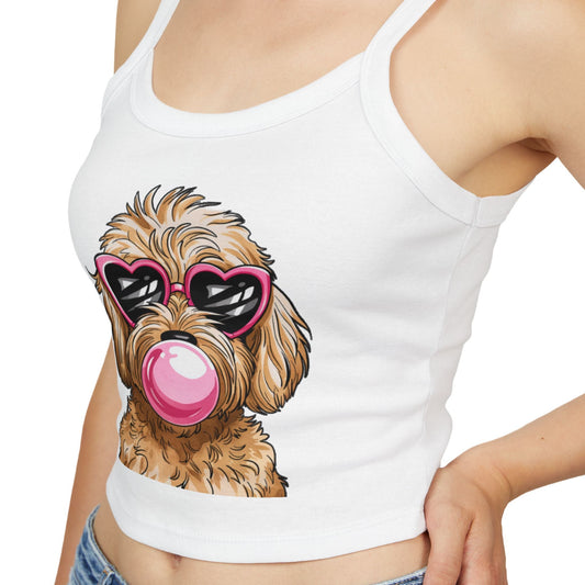 Cool Goldendoodle Blowing Bubble - Women's Spaghetti Strap Tank Top | Purrfect Pet Haven