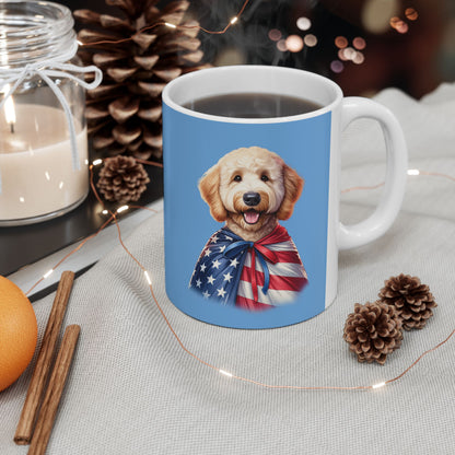 Patriotic Goldendoodle Dog Ceramic Mug - 11oz & 15oz