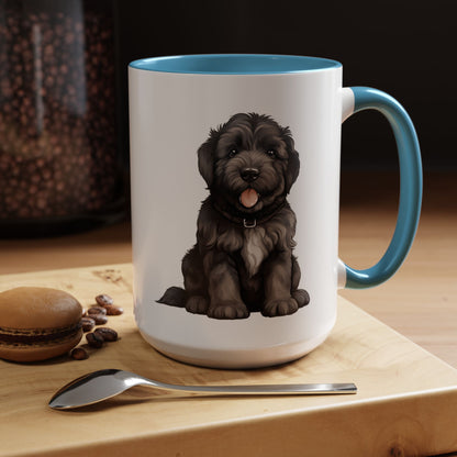 Cute Bouvier Des Flanders Dog Design Accent Coffee Mug - 11oz & 15oz