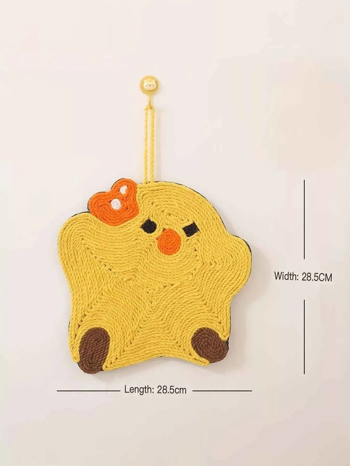 Cute Animal Design Hanging Cat Scratching Post with Dangling Balls