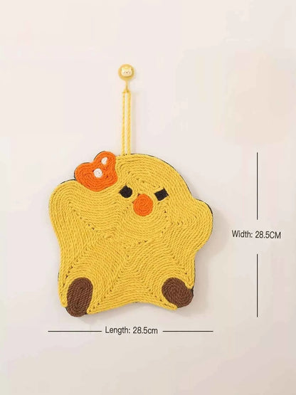 Cute Animal Design Hanging Cat Scratching Post with Dangling Balls