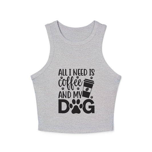 Dog Lover Coffee Micro Rib Racer Tank Top