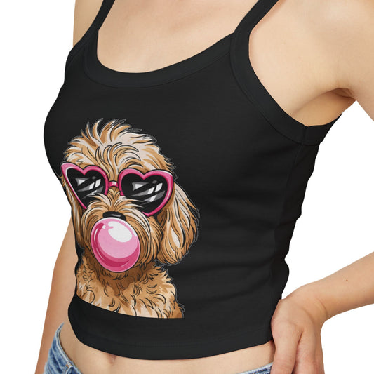 Cool Goldendoodle Blowing Bubble - Women's Spaghetti Strap Tank Top | Purrfect Pet Haven
