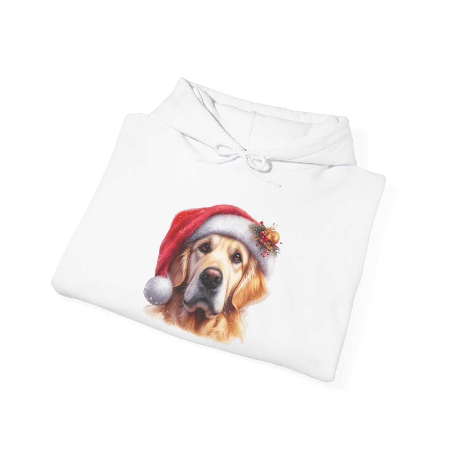 Christmas Golden Retriever Hoodie – Cute Dog in Santa Hat Holiday Sweatshirt