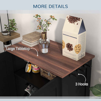 Dog Feeding Station Cabinet - Raised Bowls Storage and Hooks