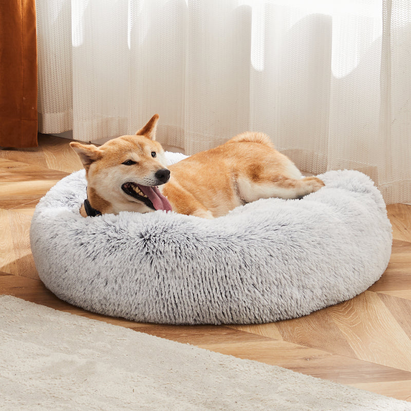 Pet Bed - Round Fluffy Plush for Dogs & Cats