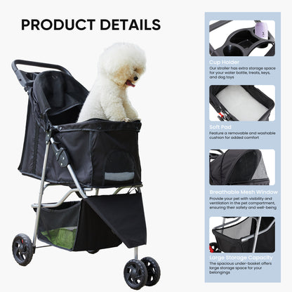 Pet Stroller - Foldable for Small Dogs & Cats