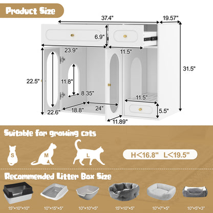 Cat Litter Box - Furniture Enclosure With LED Light