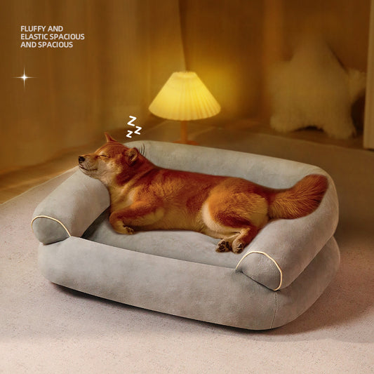 Soft Fabric Pet Sofa Bed For Dogs and Cats with Side Bolsters - Small to 3XL