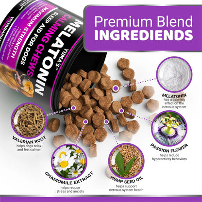 Do Not Sell On Amazon Melatonin Calming Chews For Dogs 170 Chews Dog Stress And Anxiety Relief