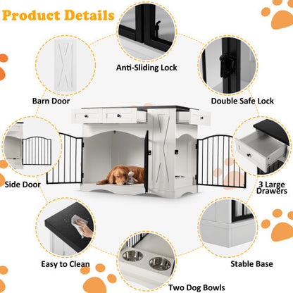 Farmhouse Dog Crate Furniture - 43.3 Inch