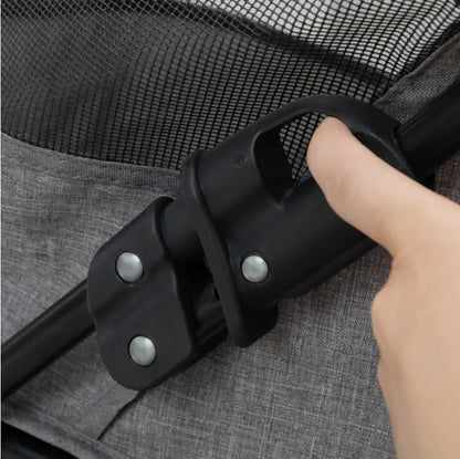 Foldable Pet Stroller, Small Dog Cat Stroller With Storage Basket For Small Puppies, Gray And Black
