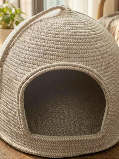 Cat Rope Dome Nest - Semi-Enclosed Cotton Woven Bed