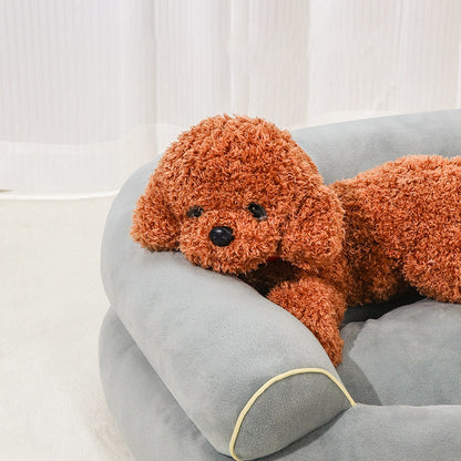 Soft Fabric Pet Sofa Bed For Dogs and Cats with Side Bolsters - Small to 3XL
