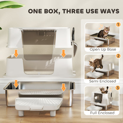 Cat Litter Box XL Stainless Steel - Dual Entry Flip Top