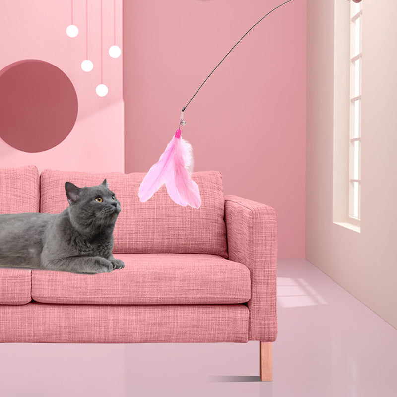 Fluffy Feather Interactive Pet Cat Teaser Cat Feather Wand | Purrfect Pet Haven