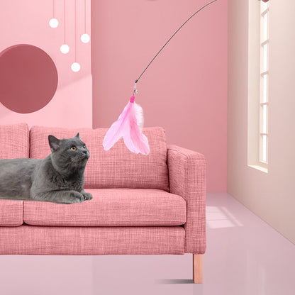 Fluffy Feather Interactive Pet Cat Teaser Cat Feather Wand | Purrfect Pet Haven