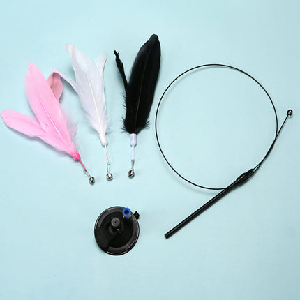 Fluffy Feather Interactive Pet Cat Teaser Cat Feather Wand