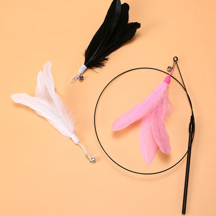 Fluffy Feather Interactive Pet Cat Teaser Cat Feather Wand