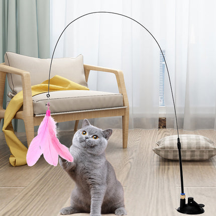 Fluffy Feather Interactive Pet Cat Teaser Cat Feather Wand