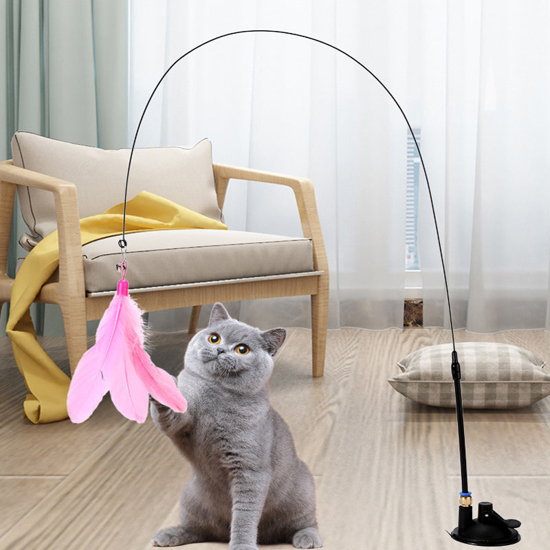 Fluffy Feather Interactive Pet Cat Teaser Cat Feather Wand | Purrfect Pet Haven