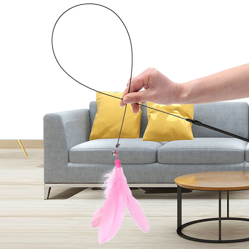Fluffy Feather Interactive Pet Cat Teaser Cat Feather Wand | Purrfect Pet Haven